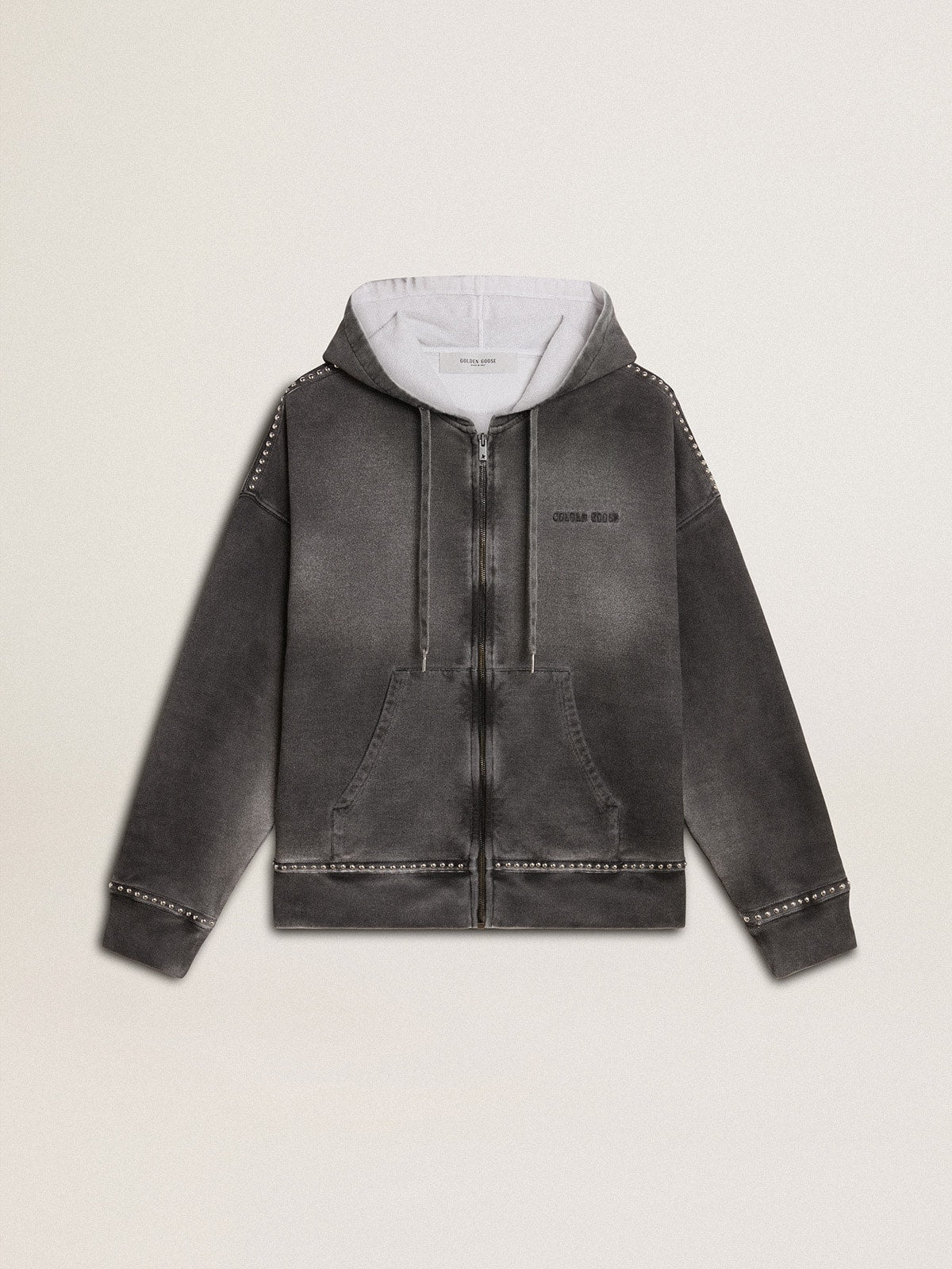 Sprayed effect anthracite sweatshirt with studs