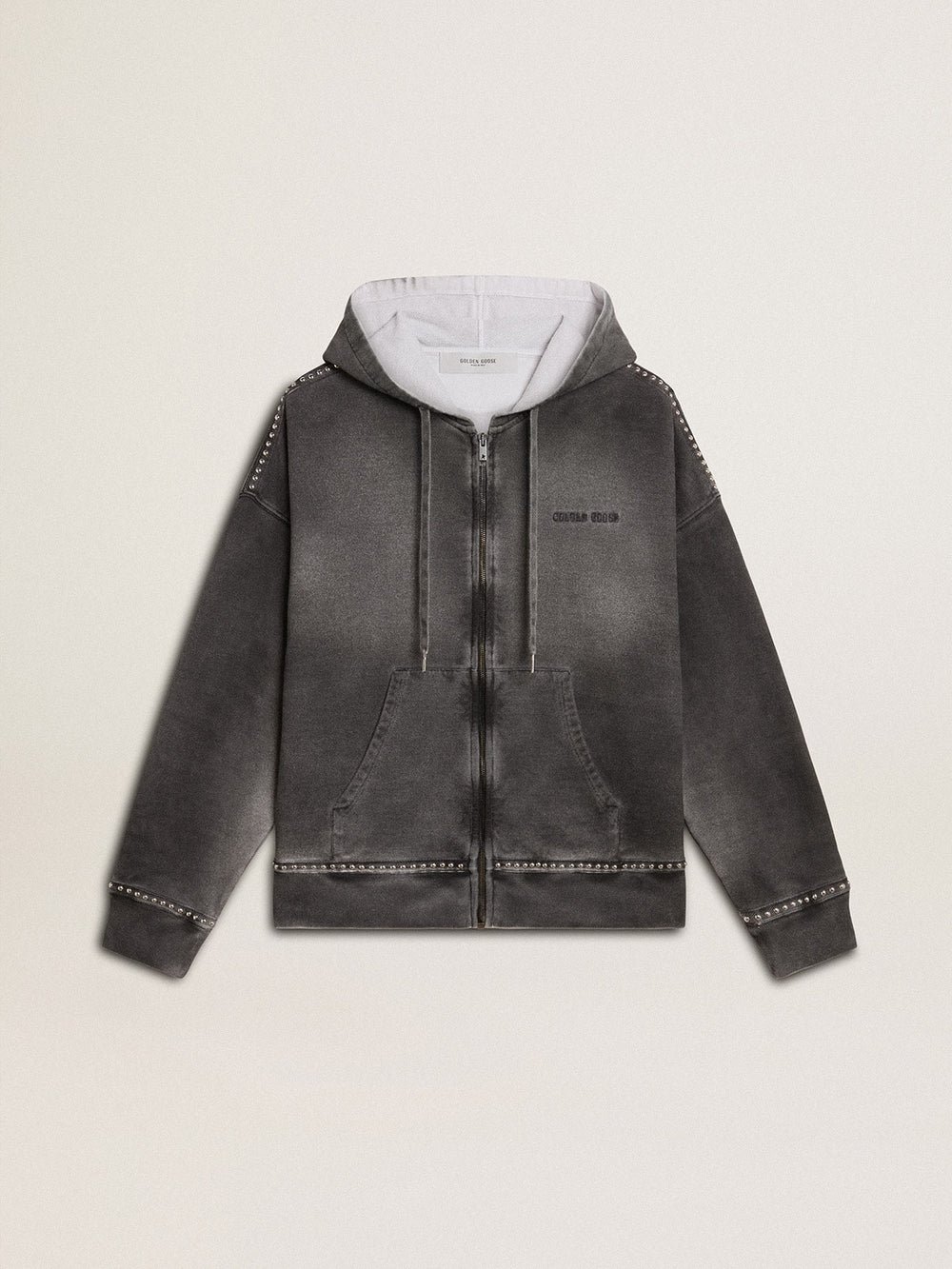 Sprayed effect anthracite sweatshirt with studs