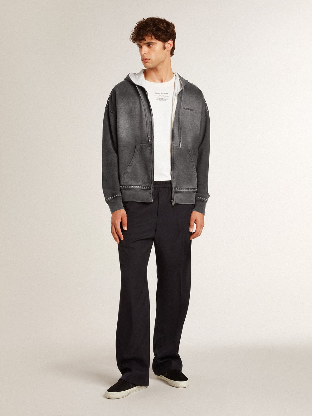 Sprayed effect anthracite sweatshirt with studs