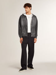 Sprayed effect anthracite sweatshirt with studs