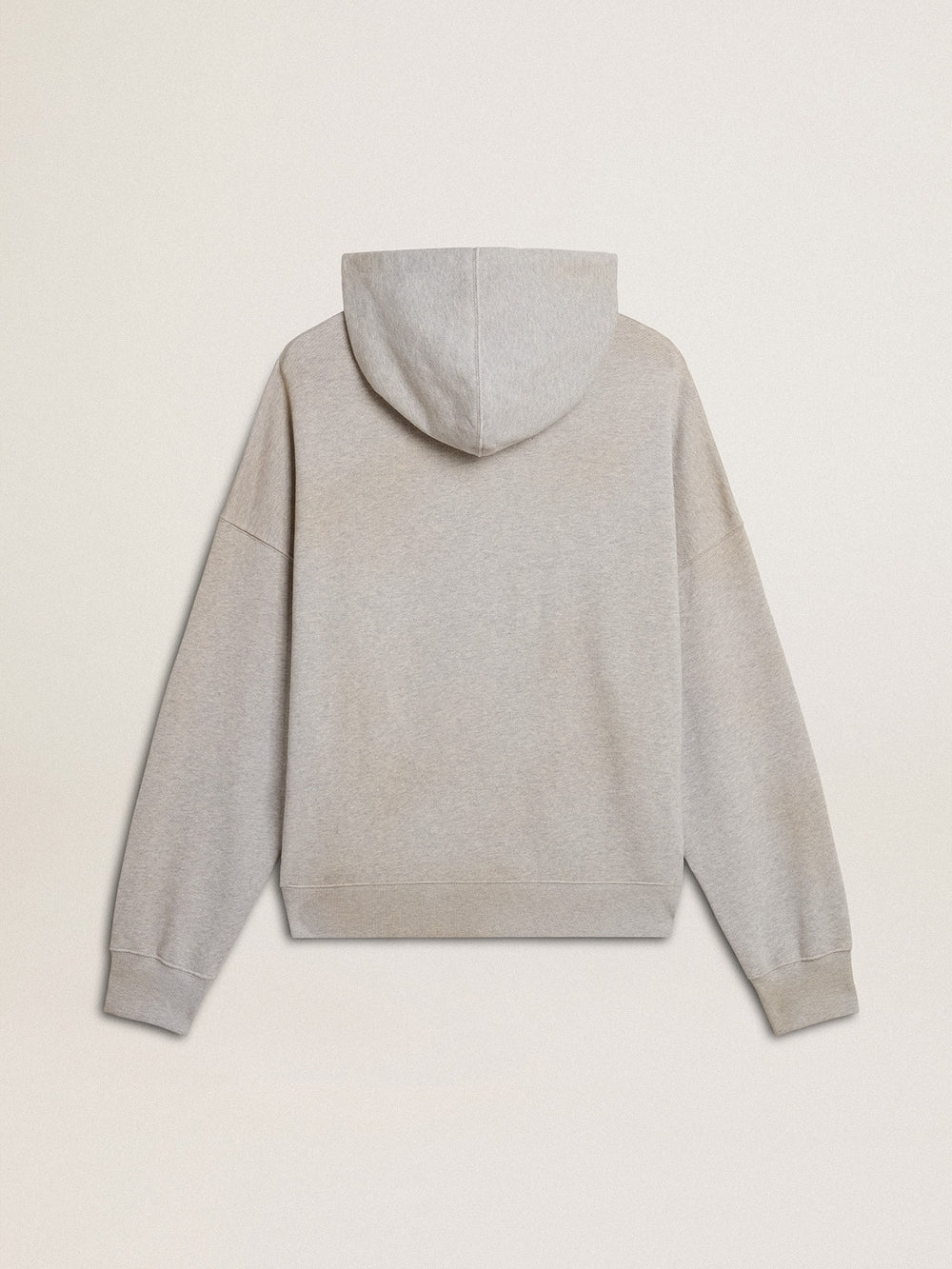 Hooded sweatshirt in worn gray with embroidered vintage logo