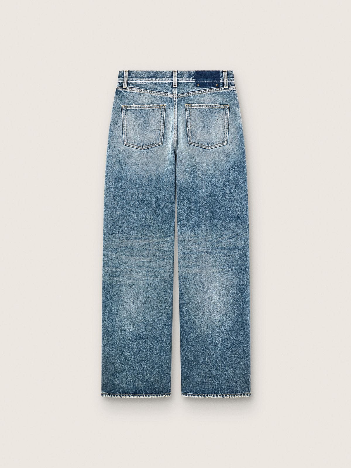 Golden women's boyfriend jeans in stone-washed light blue denim