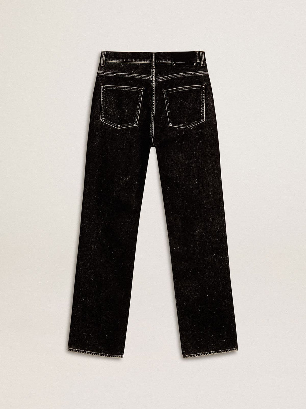 Women's black jeans with a velvet-like wash effect