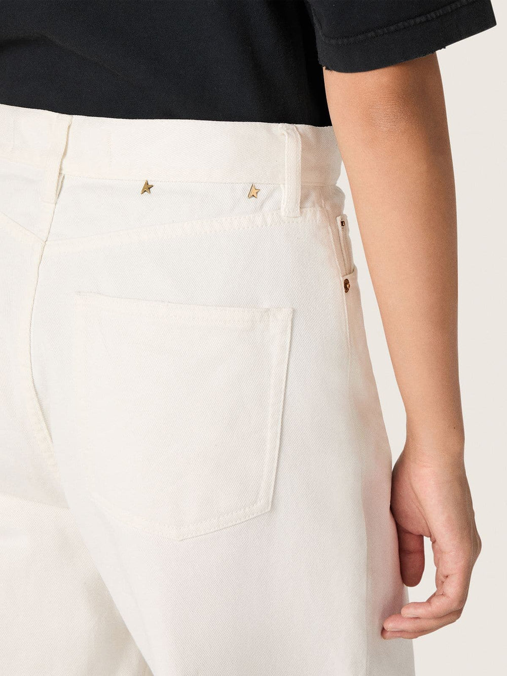 Golden women’s boyfriend jeans in optical white bull denim