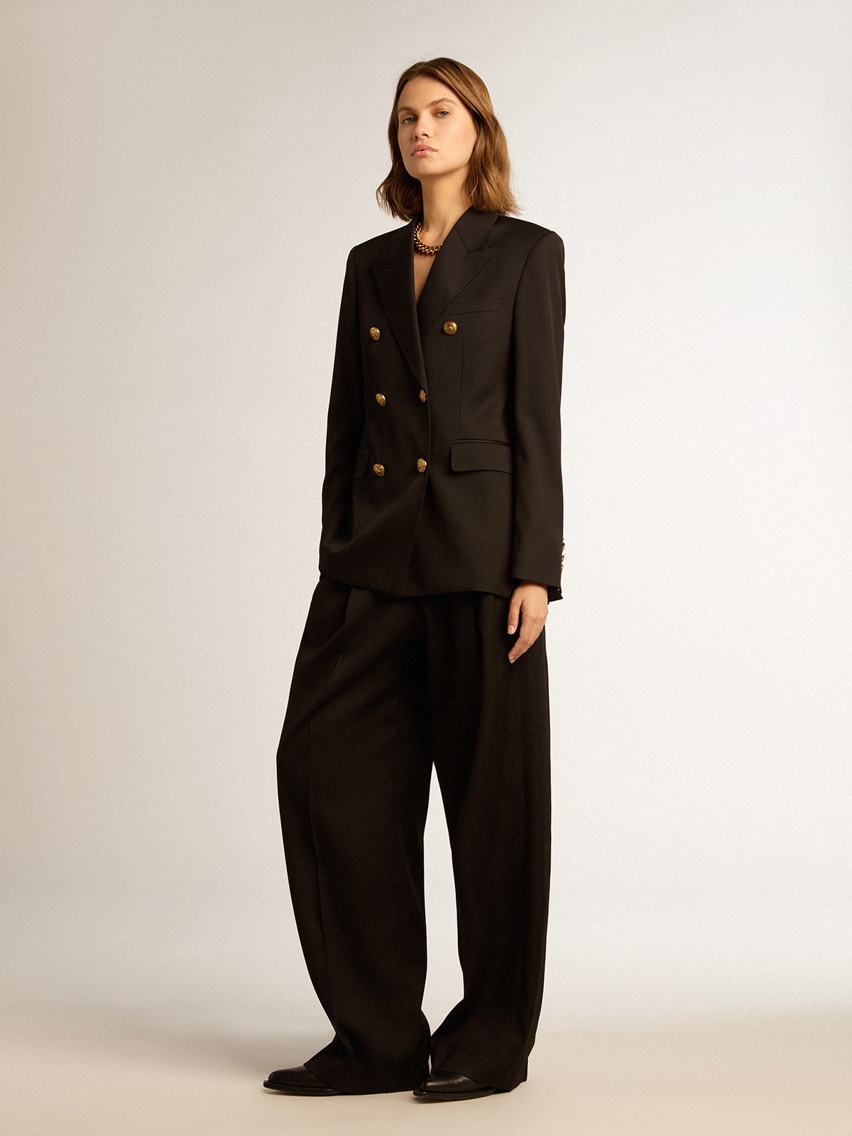 Women’s black wool gabardine pants