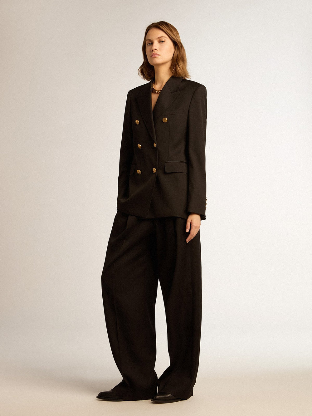 Women’s black wool gabardine pants
