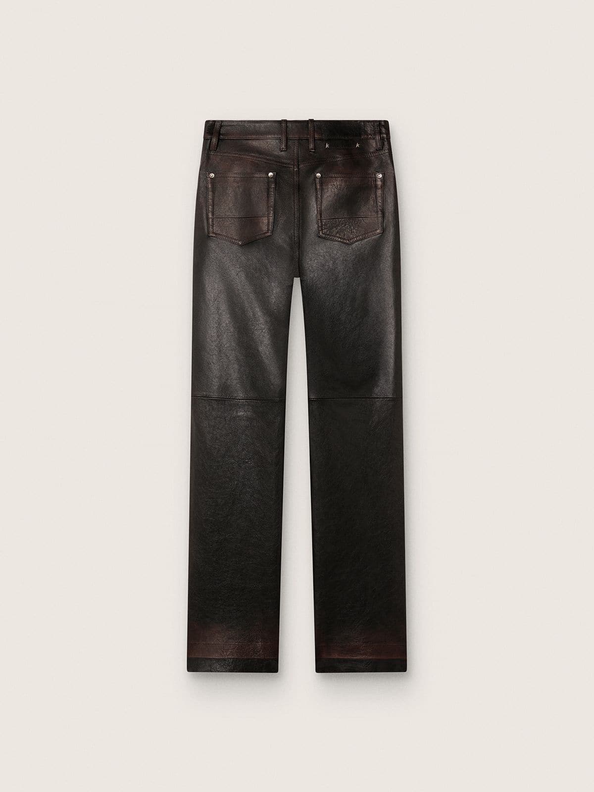Women's pants in dark burgundy nappa with vintage finish