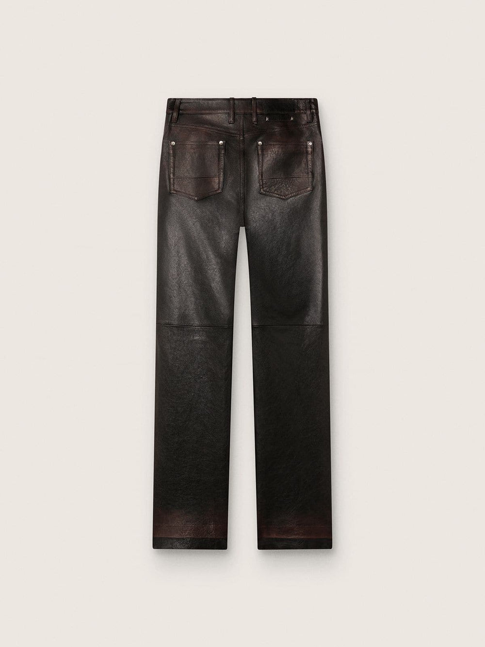 Women's pants in dark burgundy nappa with vintage finish