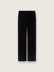 Women's slim-fit flared pants in black cotton velvet