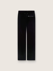 Women's slim-fit flared pants in black cotton velvet