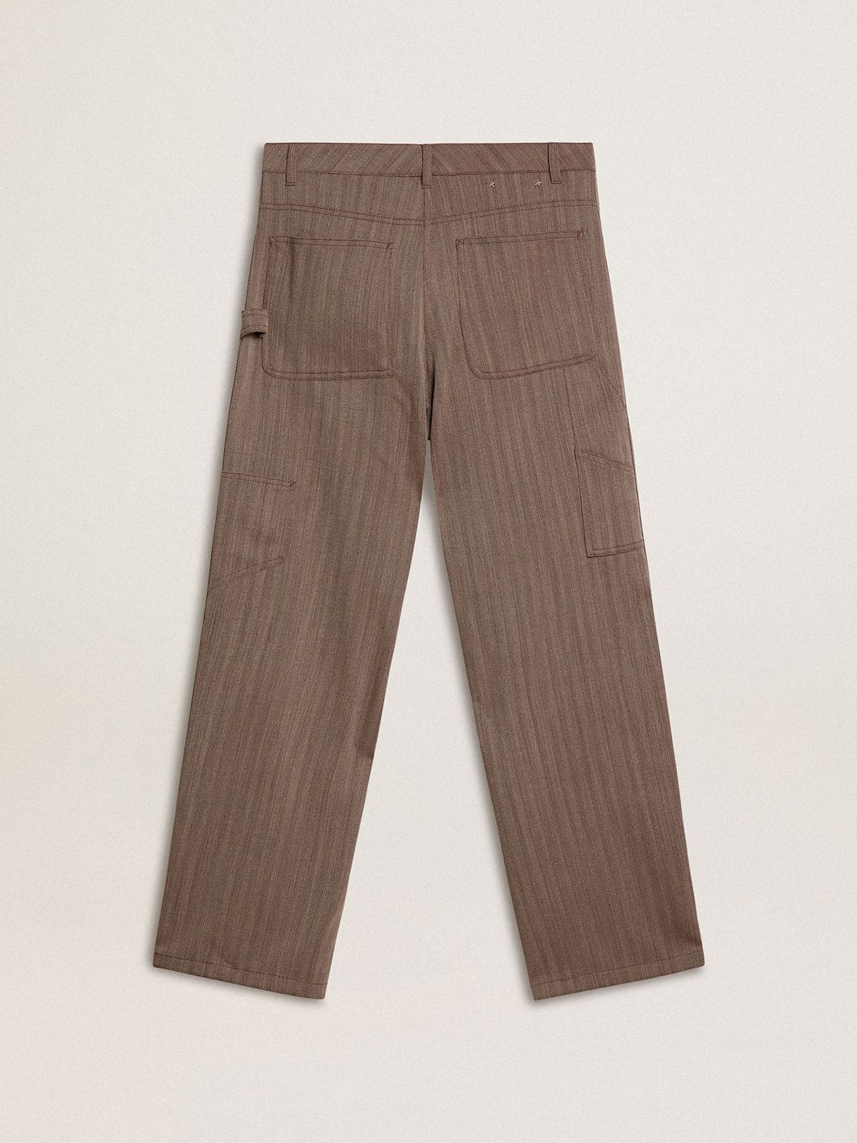 Women’s wool blend pants in light brown micro chevron