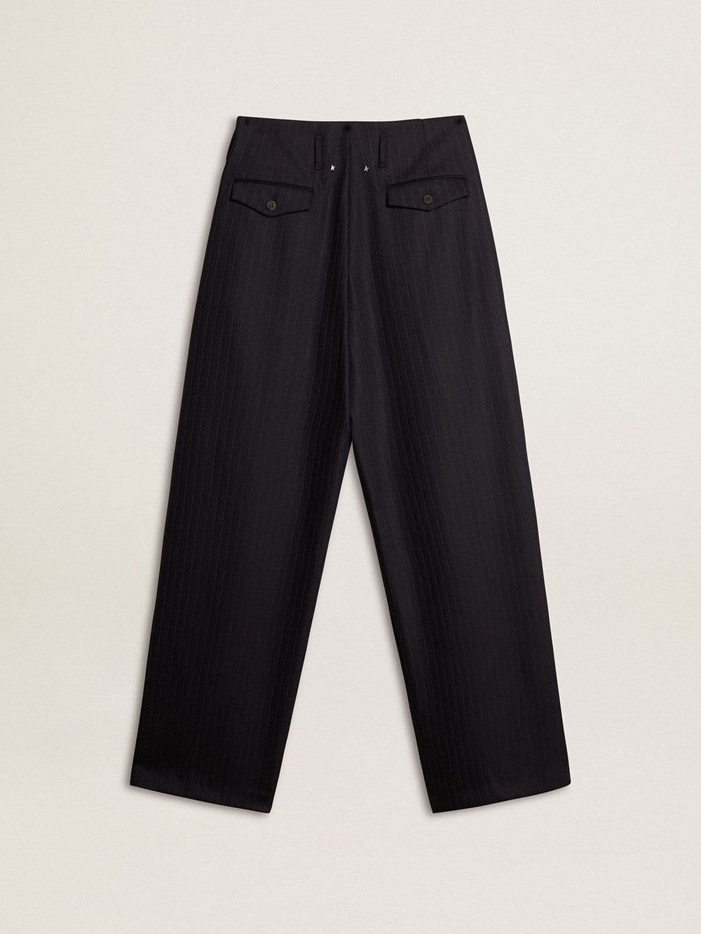 Women’s dark blue tailored trousers with vertical stripe