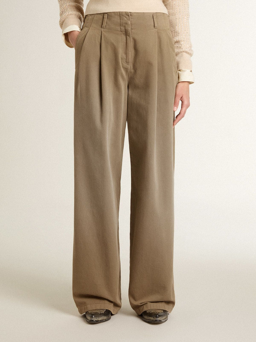 Women's khaki cotton pants