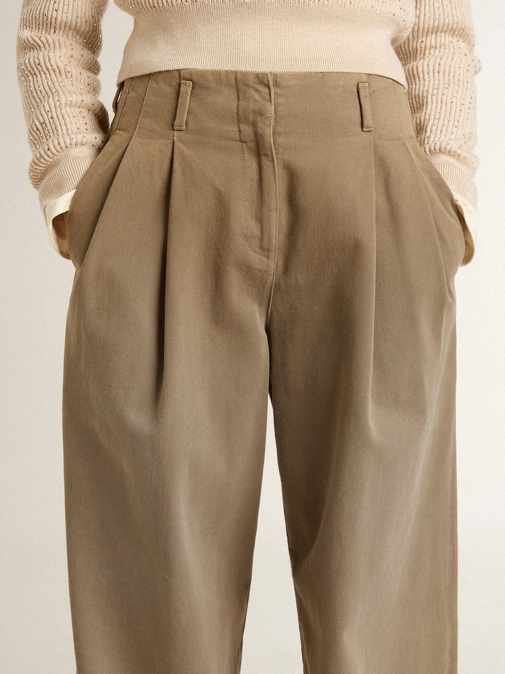Women's khaki cotton pants