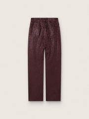 Women's jeans in burgundy denim with gradient crystals