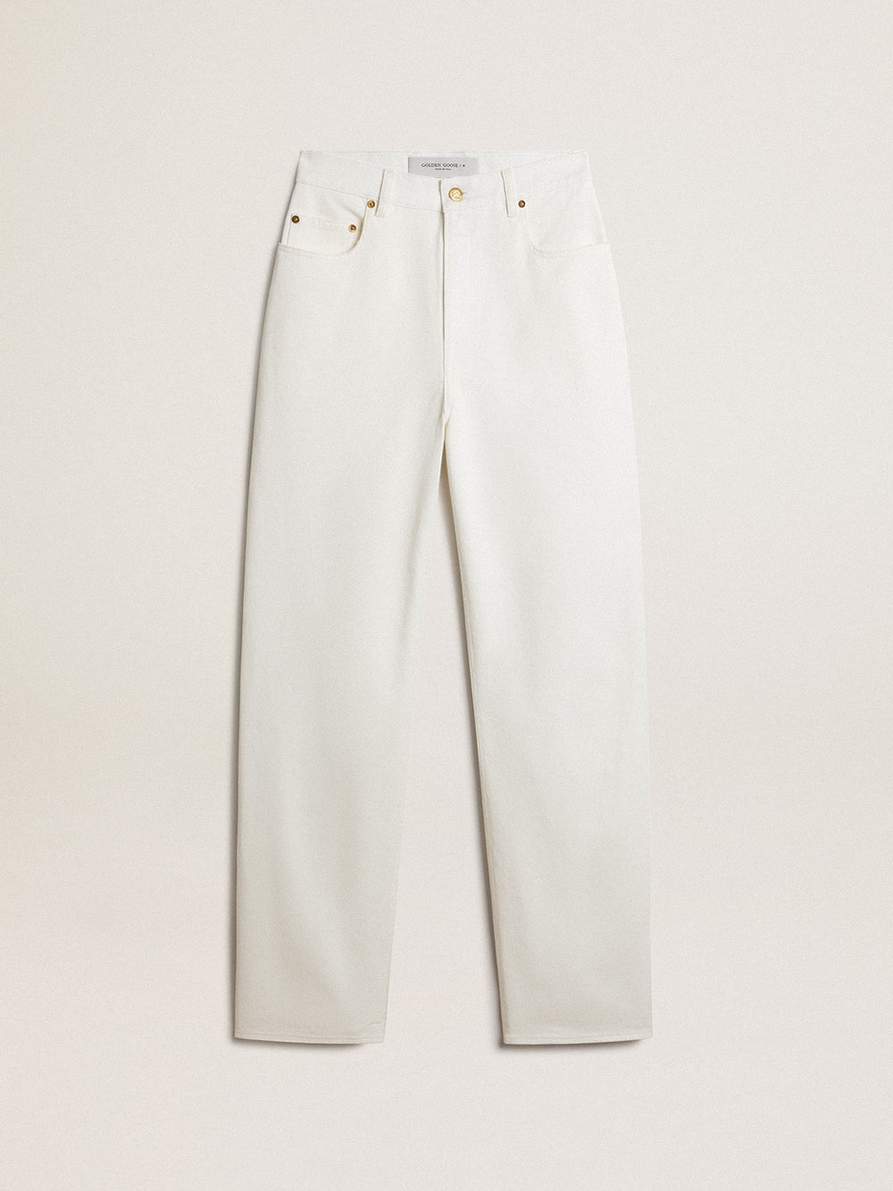 Women's optical white-colored cotton denim pants