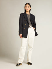 Women's optical white-colored cotton denim pants