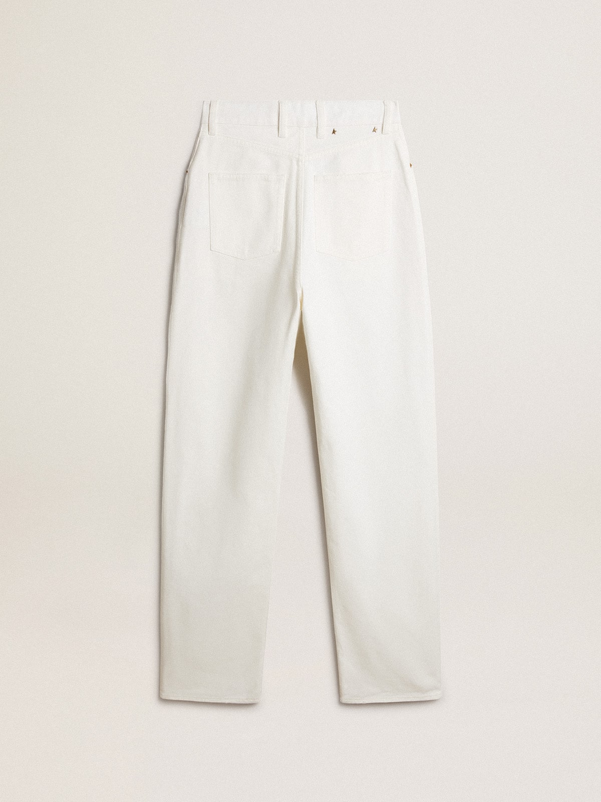 Women's optical white-colored cotton denim pants