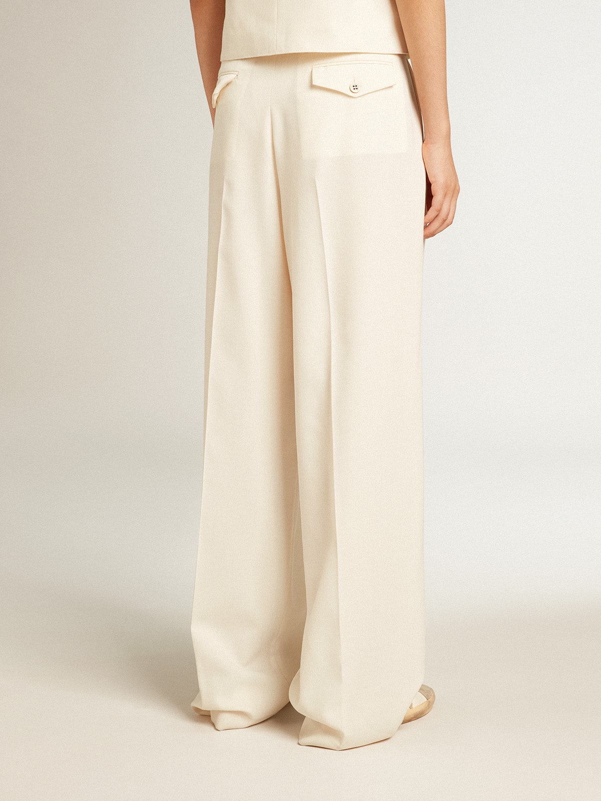 Women's joggers in aged white wool blend