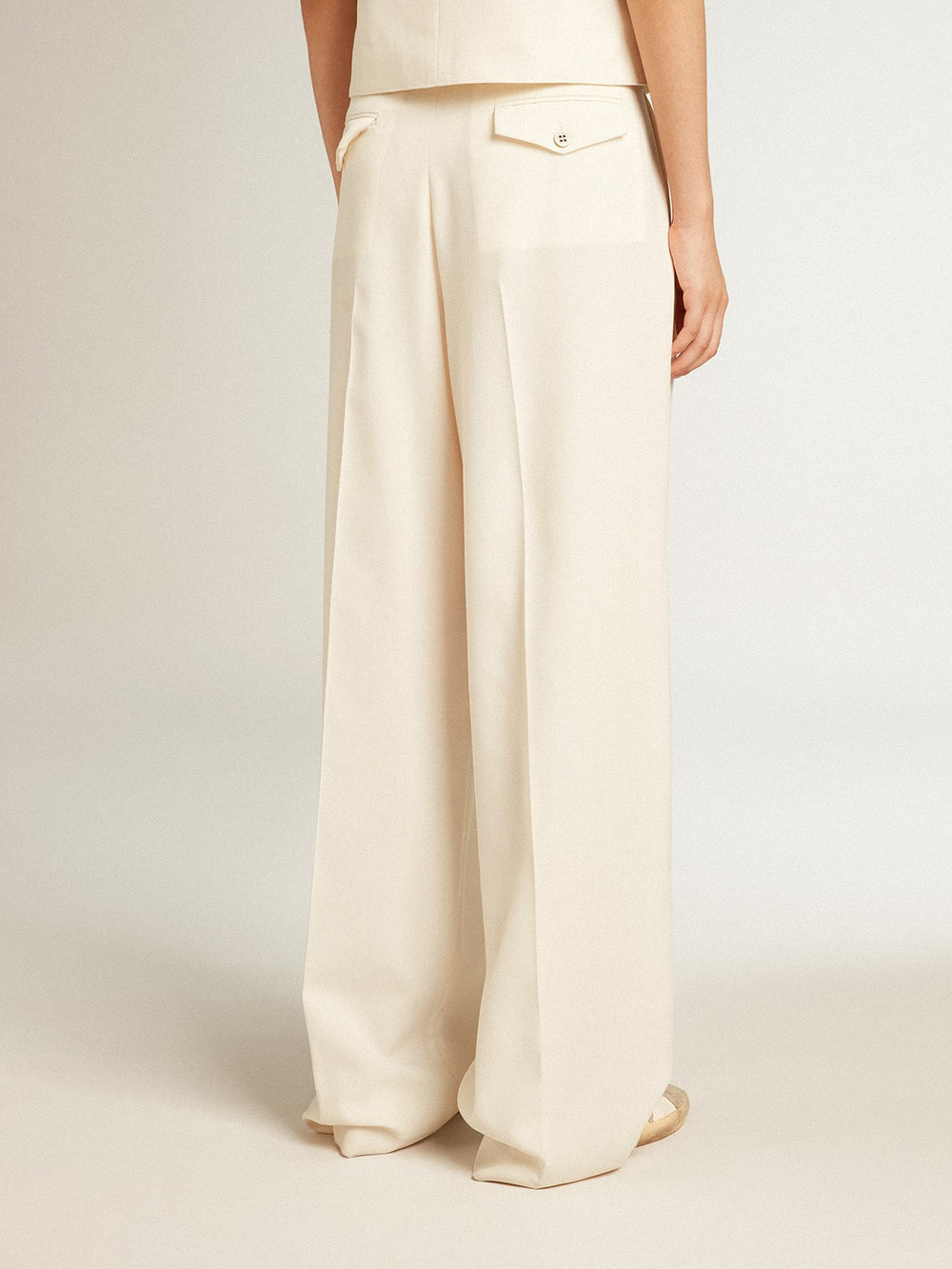 Women's joggers in aged white wool blend