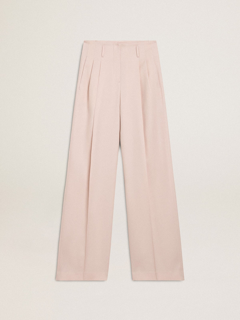 Women's pants in pink tailored wool fabric