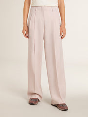 Women's pants in pink tailored wool fabric