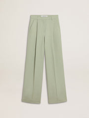 Women's pants in sage-green wool