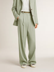 Women's pants in sage-green wool