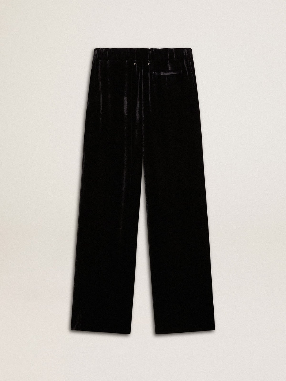 Black velvet-effect pants