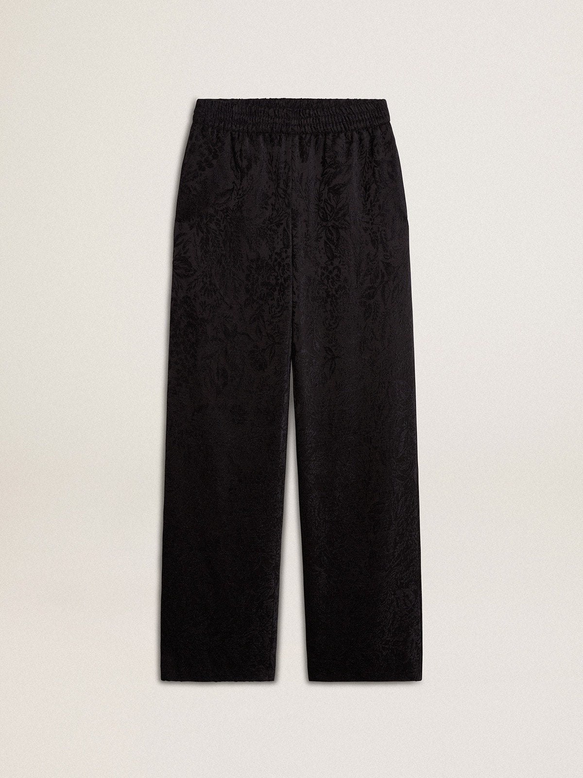 Women's black joggers with a tone-on-tone toile de jouy print