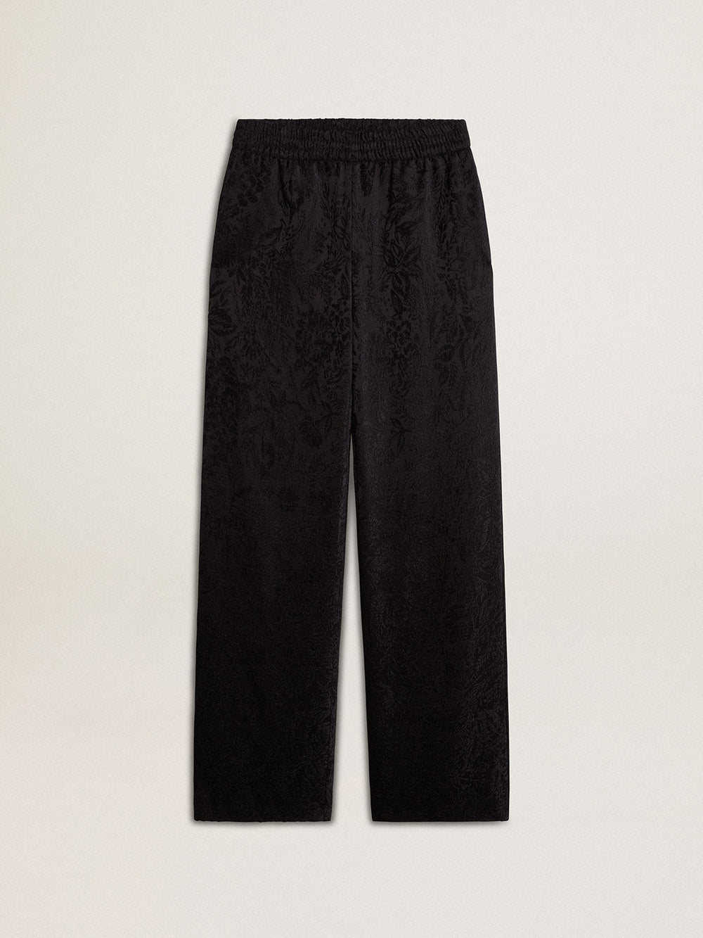Women's black joggers with a tone-on-tone toile de jouy print