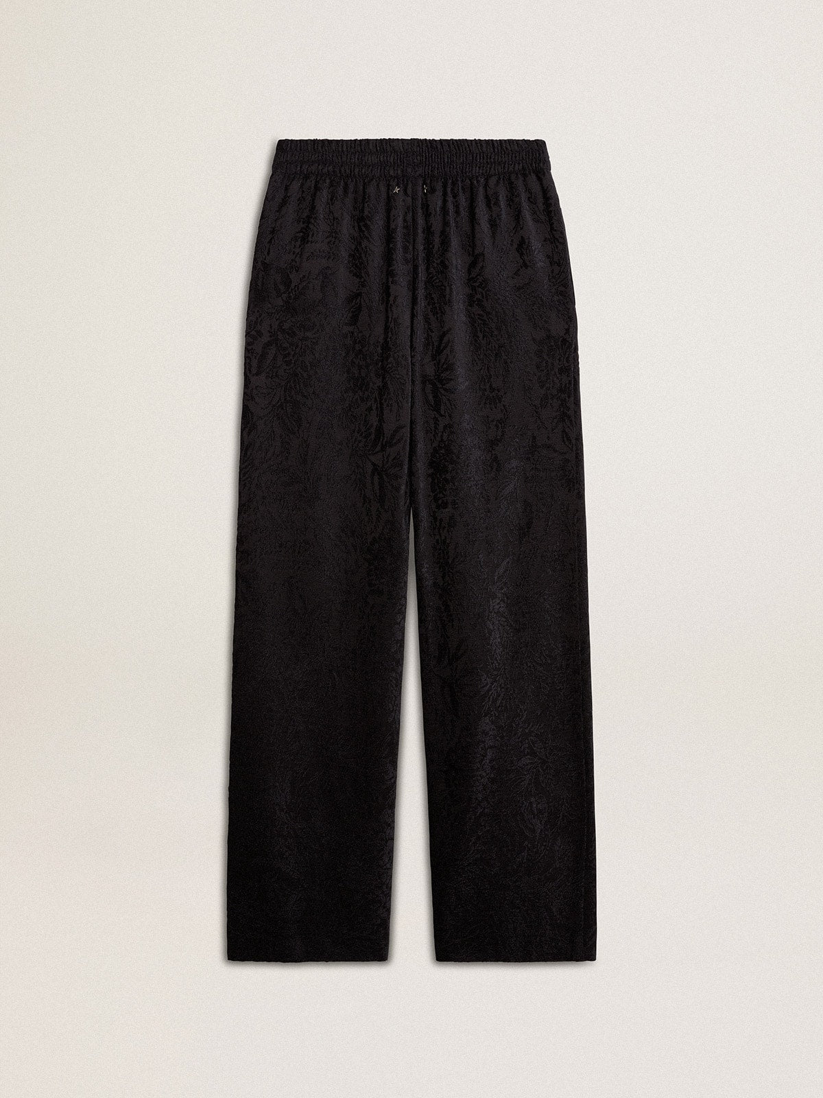 Women's black joggers with a tone-on-tone toile de jouy print