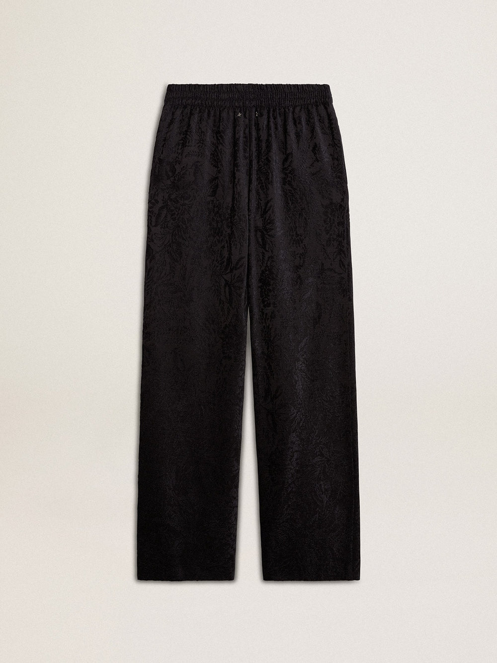 Women's black joggers with a tone-on-tone toile de jouy print