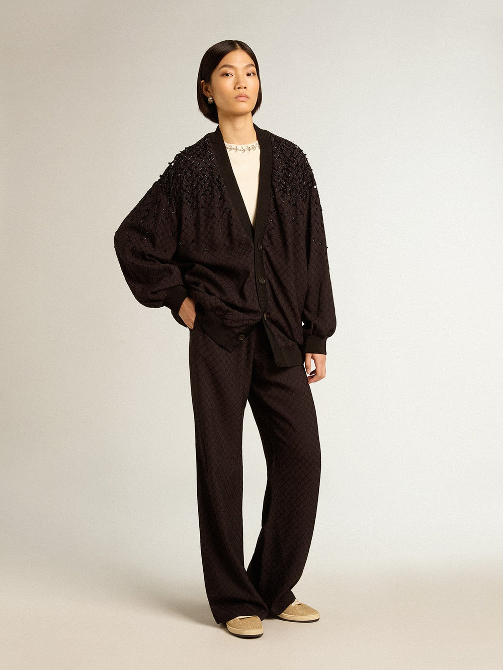 Women’s black viscose joggers