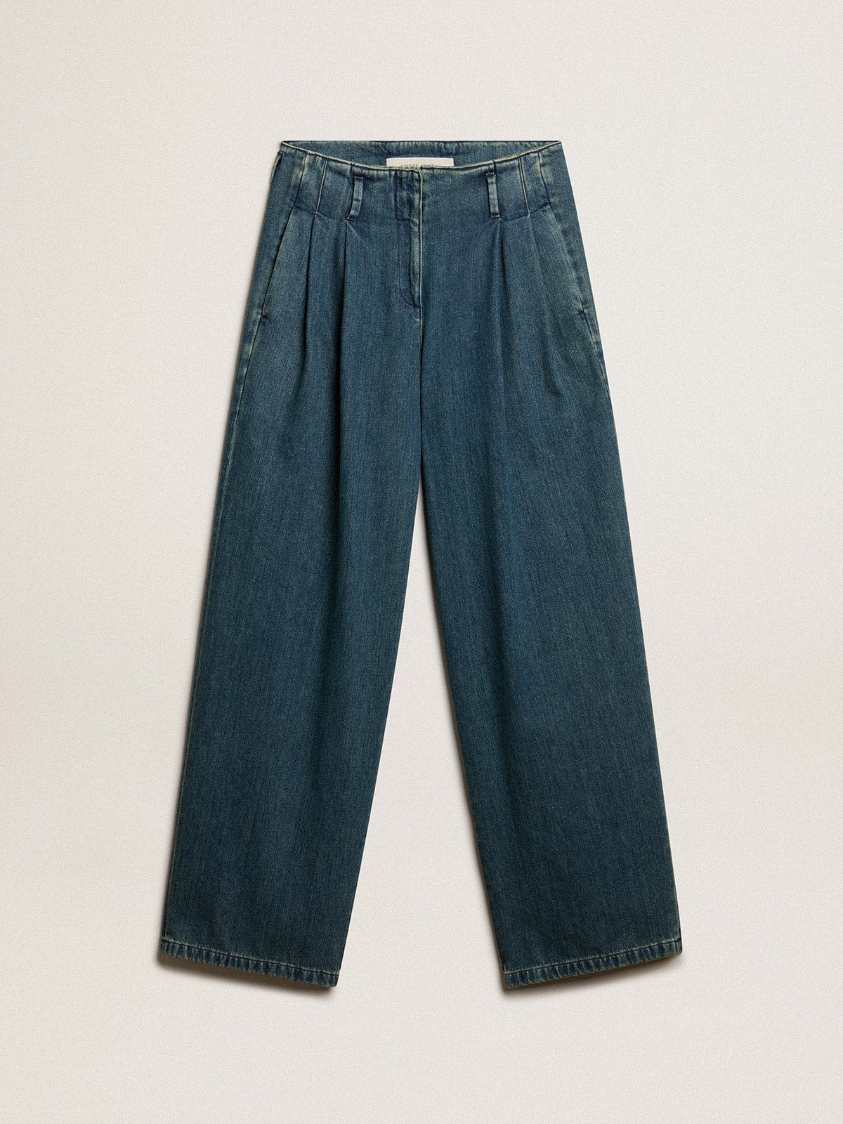 Women’s blue cotton pleated pants