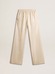 Women's light beige silk and viscose joggers
