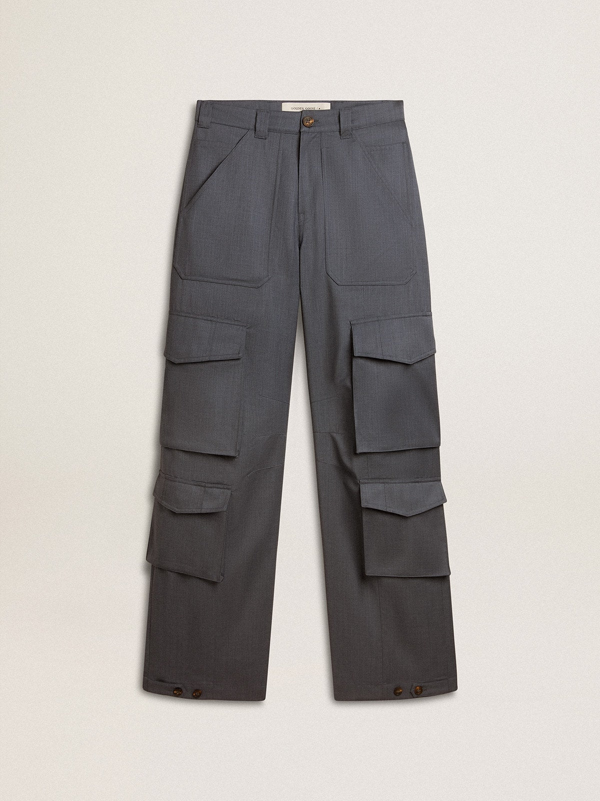 Women's cargo pants in baby blue wool