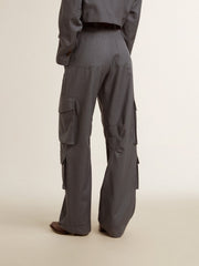 Women's cargo pants in baby blue wool