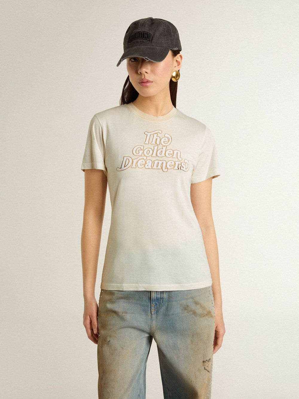 Women's white T-shirt with print on the front