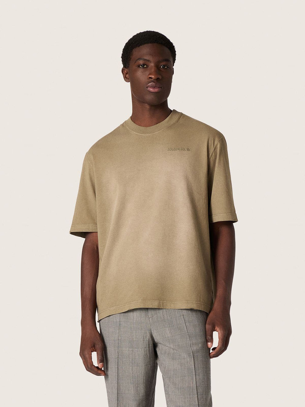 Unisex T-shirt in beige cotton jersey with embroidered logo