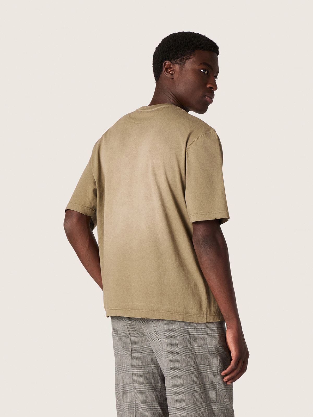 Unisex T-shirt in beige cotton jersey with embroidered logo