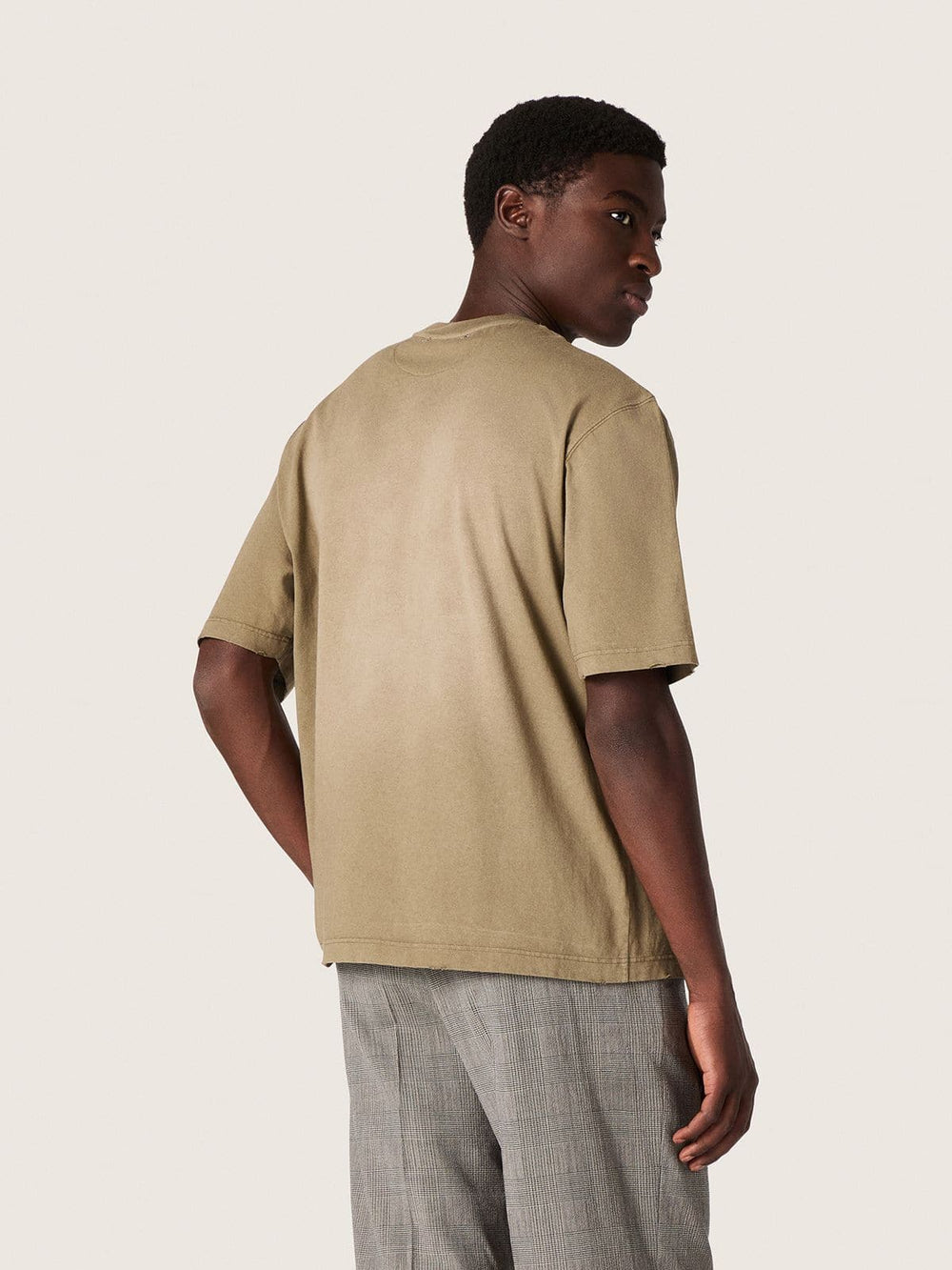 Unisex T-shirt in beige cotton jersey with embroidered logo