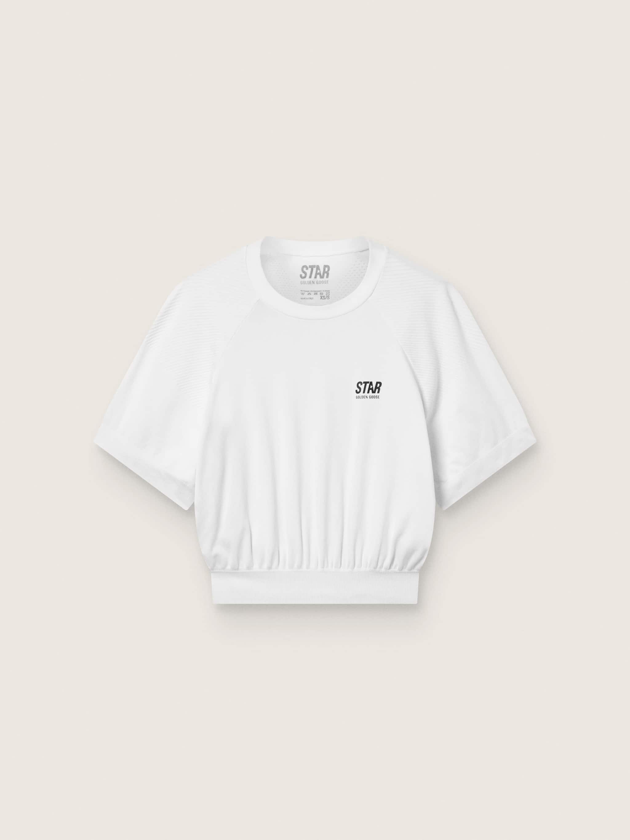 Women's white cropped sports T-shirt