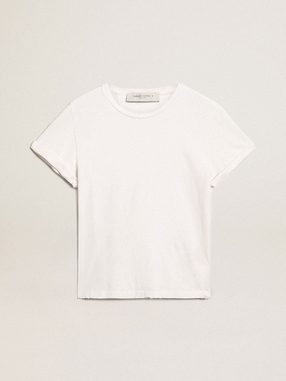 Distressed regular-fit women’s T-shirt in white
