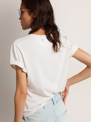 Distressed regular-fit women’s T-shirt in white