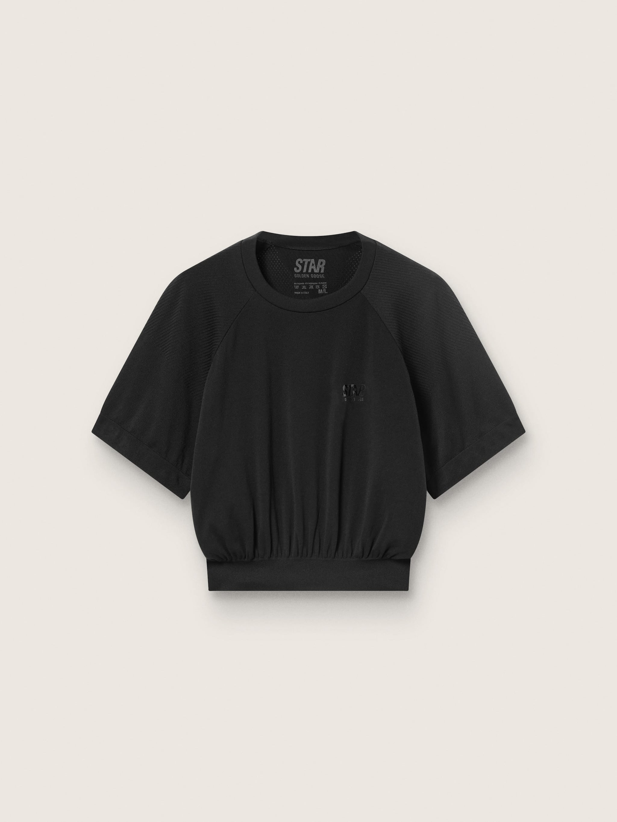 Women's black cropped sports T-shirt