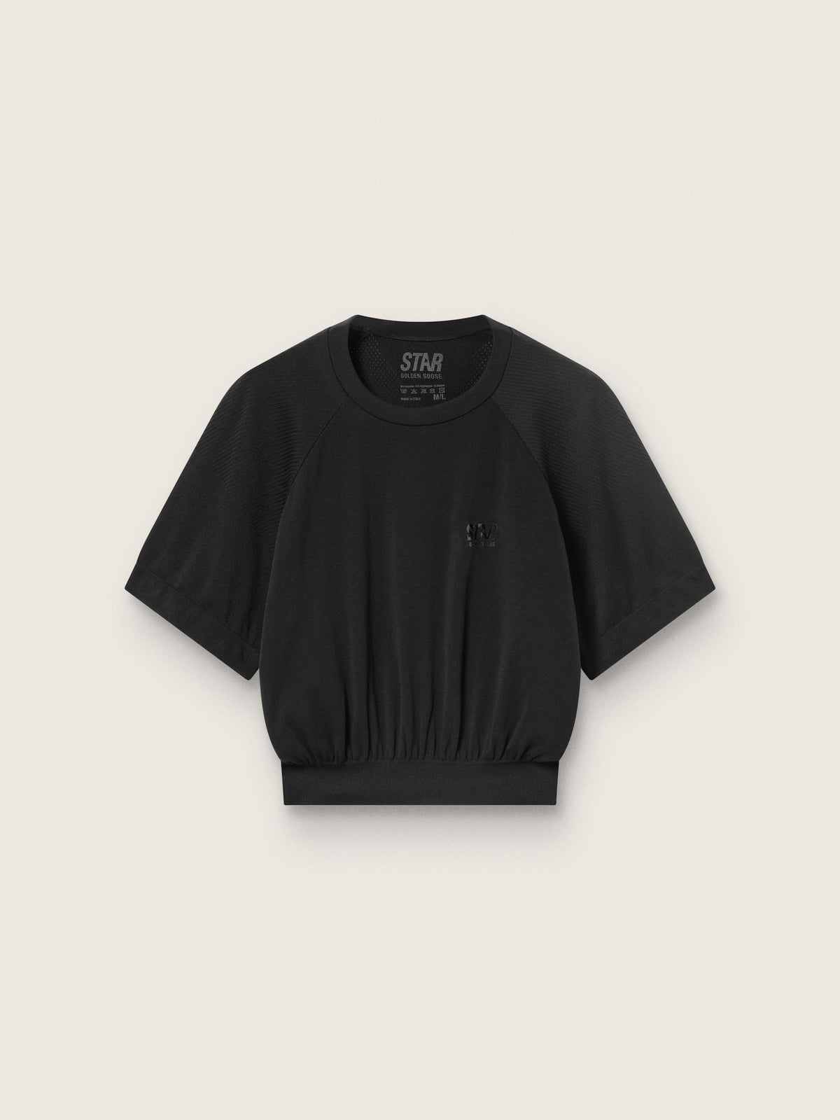 Women's black cropped sports T-shirt