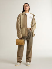 Women's white T-shirt with black print on the chest