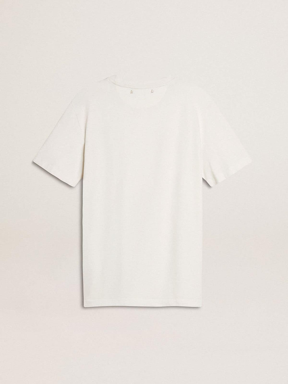 Women's white T-shirt with black print on the chest