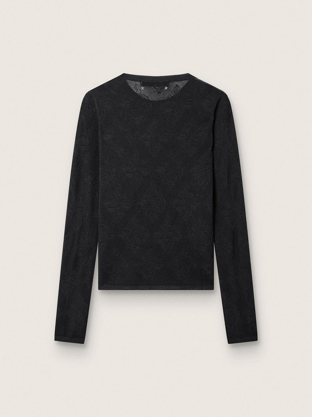 Women's crew-neck sweater with black floral jacquard pattern